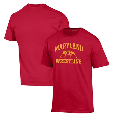 Men's Champion Red Maryland Terrapins Wrestling Icon T-Shirt