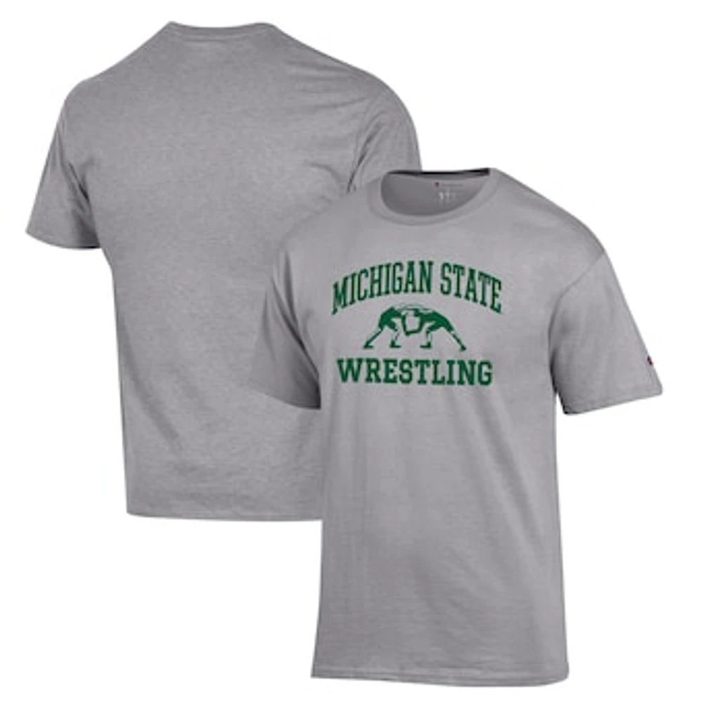 Men's Champion Gray Michigan State Spartans Wrestling Icon T-Shirt
