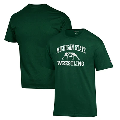Men's Champion Green Michigan State Spartans Wrestling Icon T-Shirt