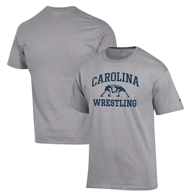 Men's Champion Gray North Carolina Tar Heels Wrestling Icon T-Shirt