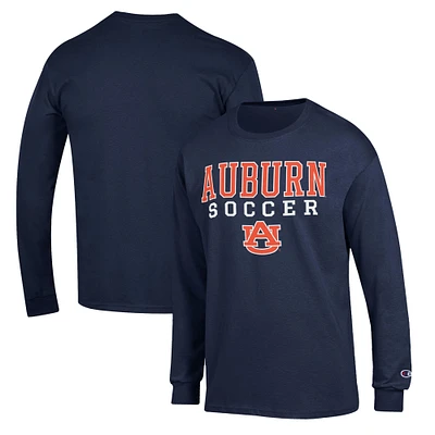 Men's Champion Navy Auburn Tigers Soccer Stack Logo Long Sleeve T-Shirt
