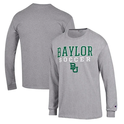 Men's Champion Gray Baylor Bears Soccer Stack Logo Long Sleeve T-Shirt