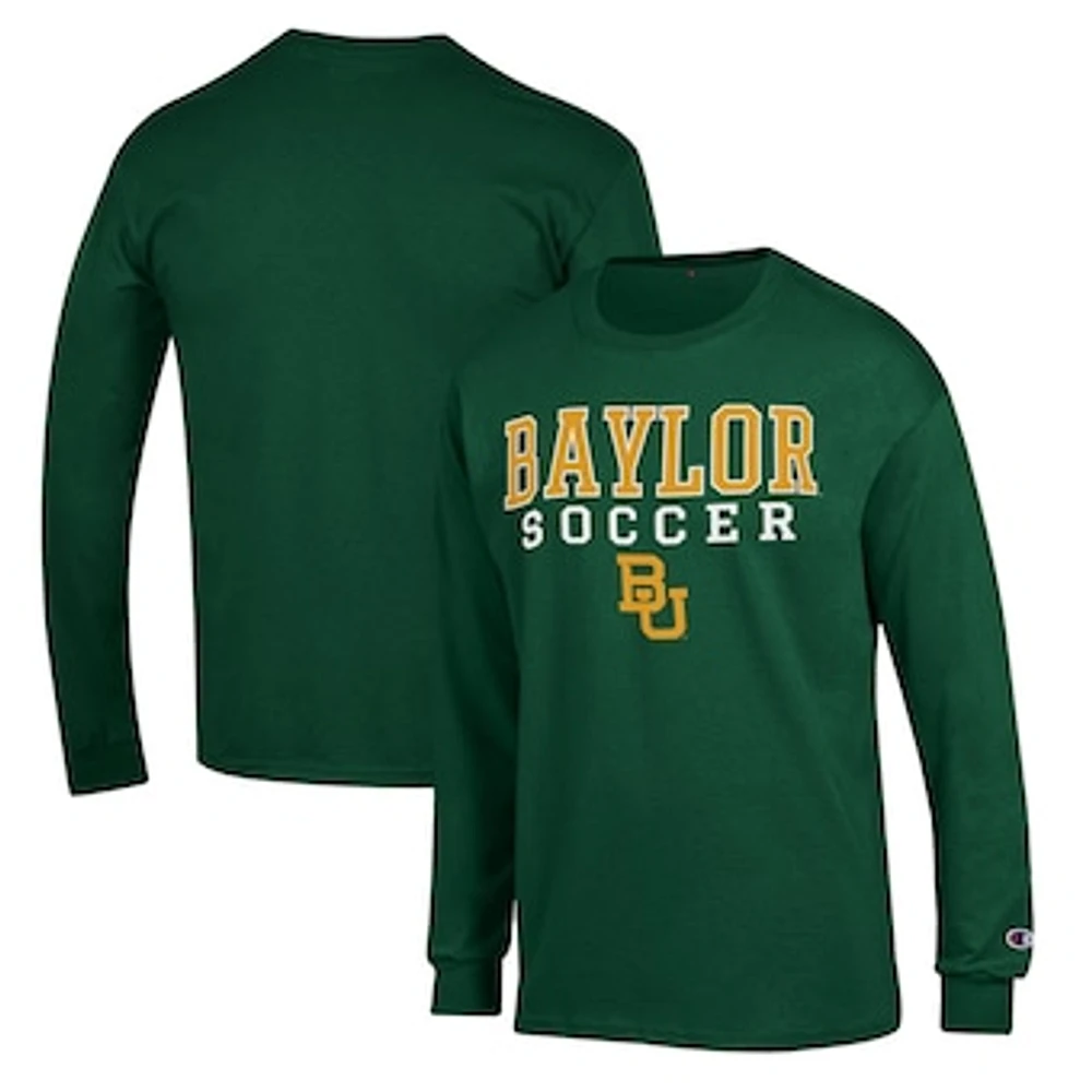 Men's Champion Green Baylor Bears Soccer Stack Logo Long Sleeve T-Shirt