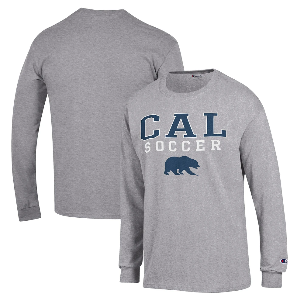 Men's Champion Gray Cal Bears Soccer Stack Logo Long Sleeve T-Shirt