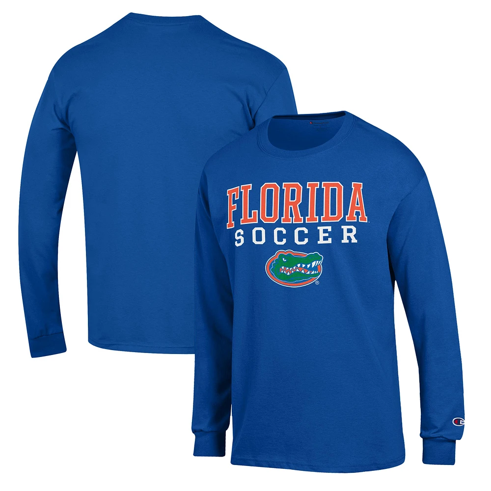 Men's Champion Royal Florida Gators Soccer Stack Logo Long Sleeve T-Shirt
