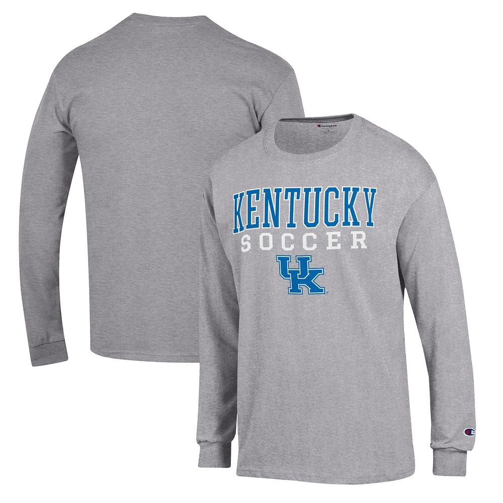 Men's Champion Gray Kentucky Wildcats Soccer Stack Logo Long Sleeve T-Shirt