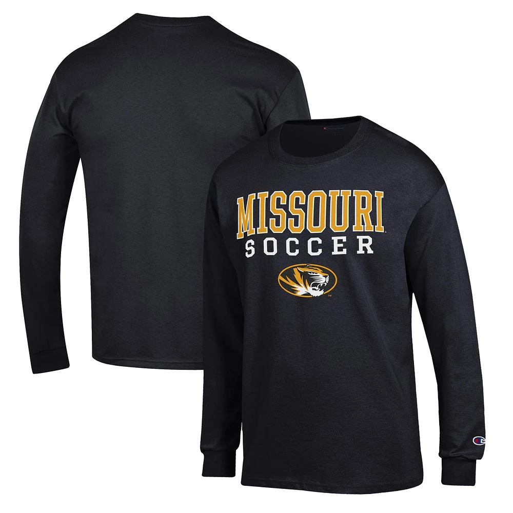 Men's Champion Missouri Tigers Soccer Stack Logo Long Sleeve T-Shirt