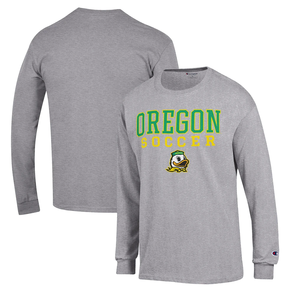 Men's Champion Oregon Ducks Soccer Stack Logo Long Sleeve T-Shirt