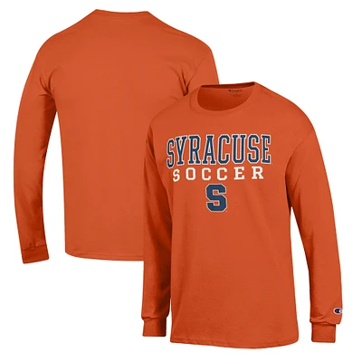 Men's Champion Orange Syracuse Soccer Stack Logo Long Sleeve T-Shirt