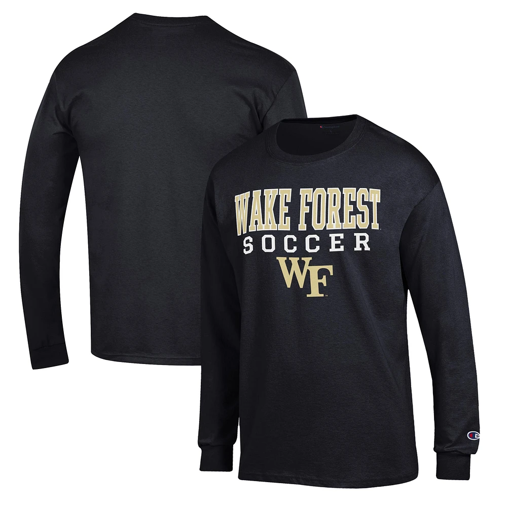 Men's Champion Wake Forest Demon Deacons Soccer Stack Logo Long Sleeve T-Shirt