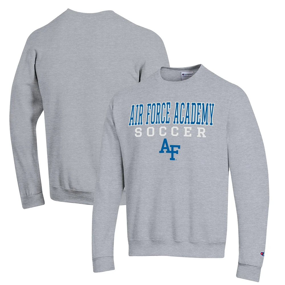Men's Champion Gray Air Force Falcons Soccer Stack Logo Powerblend Pullover Sweatshirt