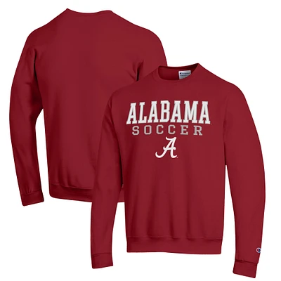 Men's Champion Crimson Alabama Tide Soccer Stack Logo Powerblend Pullover Sweatshirt