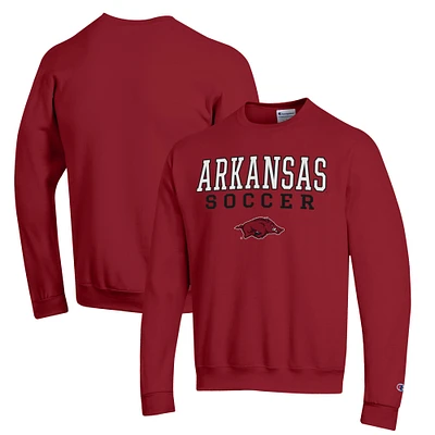 Men's Champion Cardinal Arkansas Razorbacks Soccer Stack Logo Powerblend Pullover Sweatshirt
