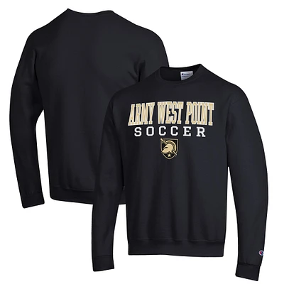 Men's Champion Black Army Knights Soccer Stack Logo Powerblend Pullover Sweatshirt