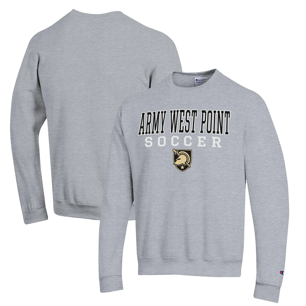 Men's Champion Gray Army Black Knights Soccer Stack Logo Powerblend Pullover Sweatshirt