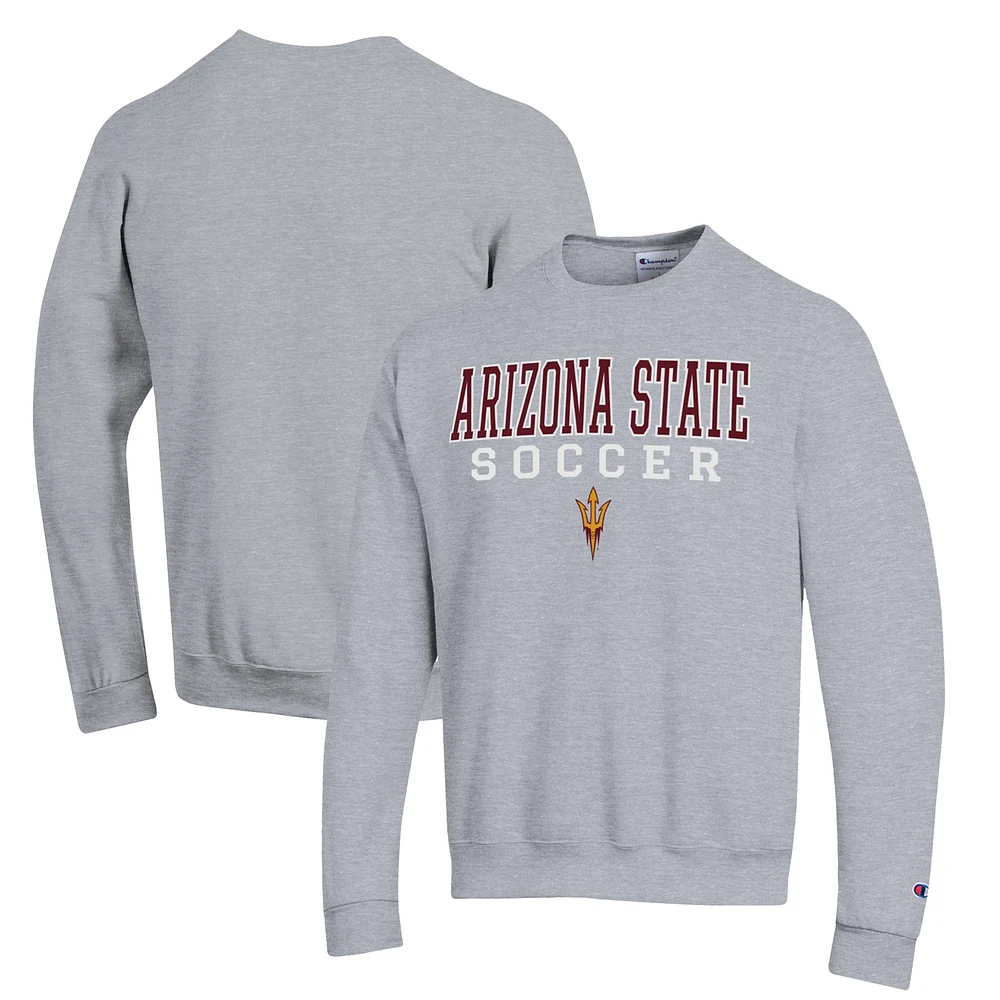 Men's Champion Gray Arizona State Sun Devils Soccer Stack Logo Powerblend Pullover Sweatshirt