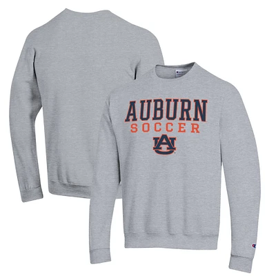 Men's Champion Gray Auburn Tigers Soccer Stack Logo Powerblend Pullover Sweatshirt