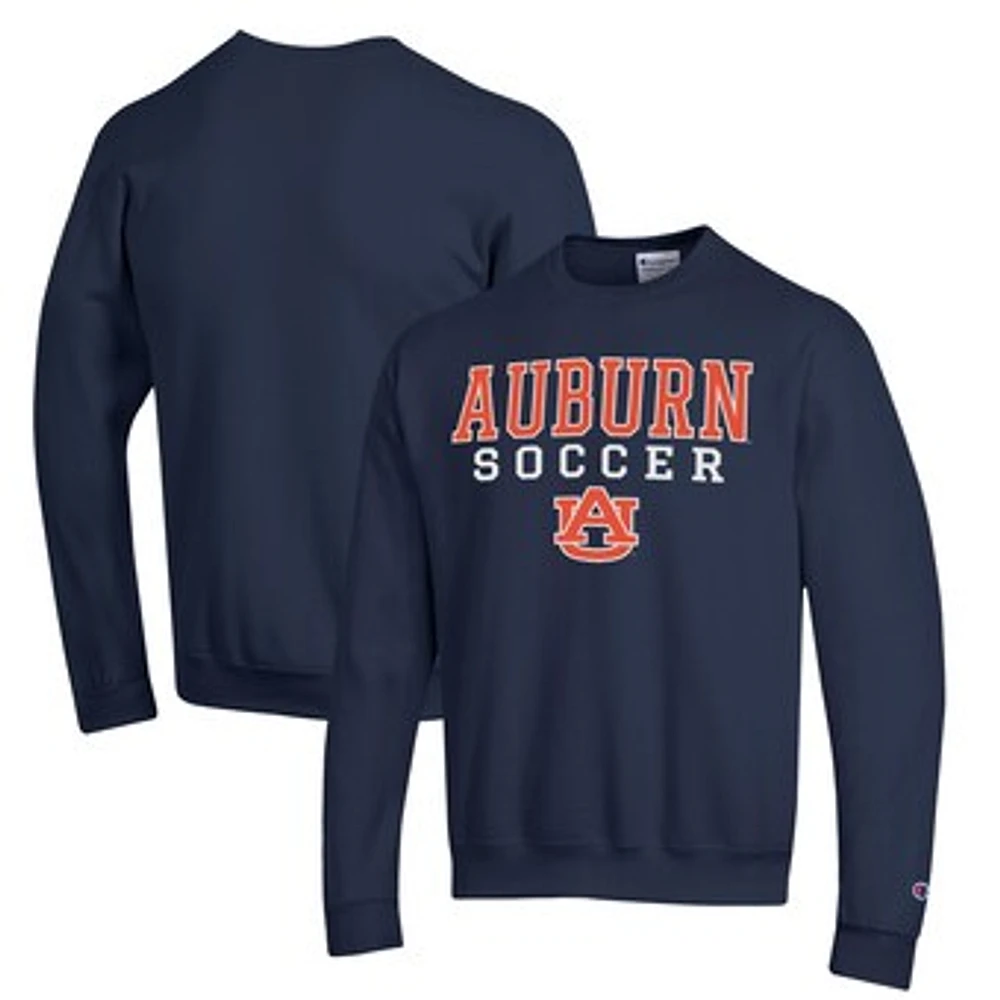 Men's Champion Navy Auburn Tigers Soccer Stack Logo Powerblend Pullover Sweatshirt
