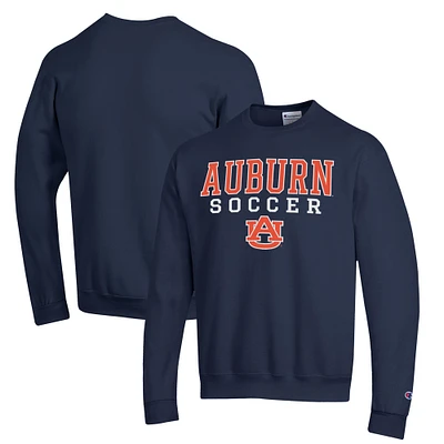 Men's Champion Navy Auburn Tigers Soccer Stack Logo Powerblend Pullover Sweatshirt
