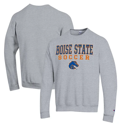 Men's Champion Gray Boise State Broncos Soccer Stack Logo Powerblend Pullover Sweatshirt