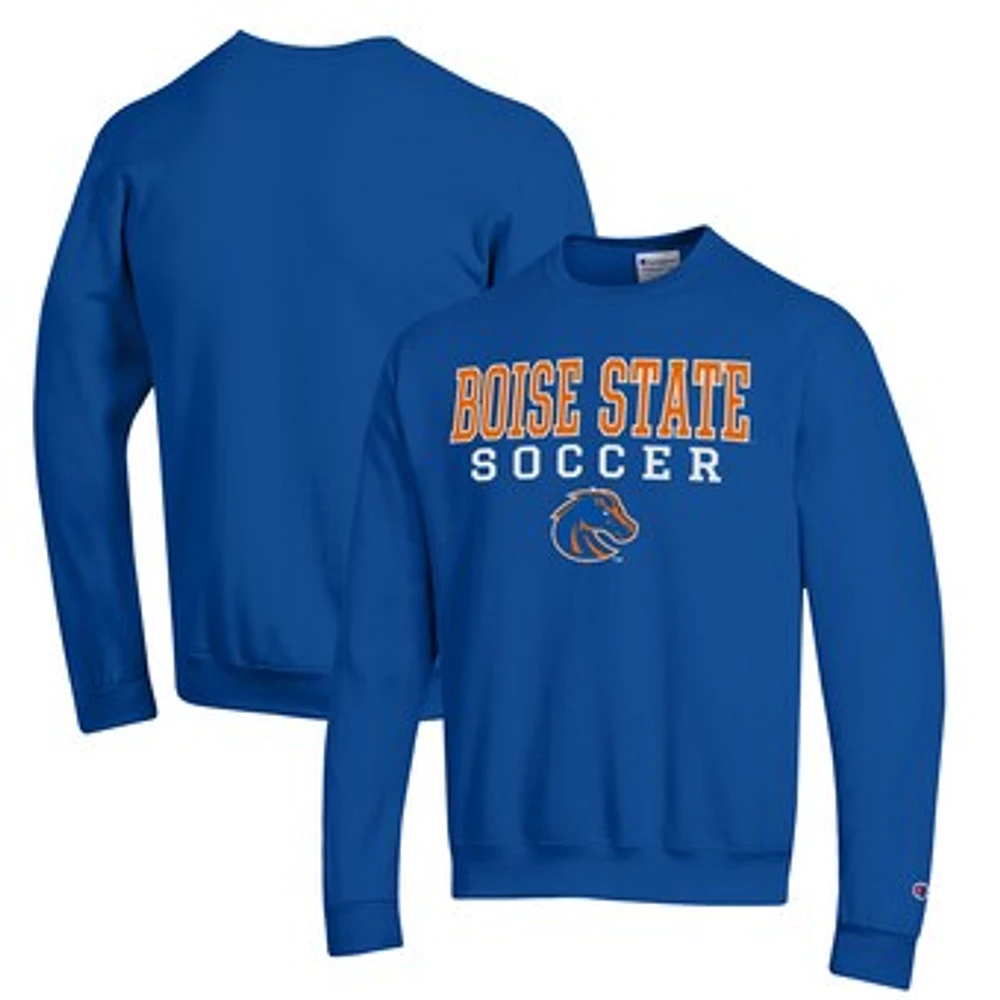 Men's Champion Royal Boise State Broncos Soccer Stack Logo Powerblend Pullover Sweatshirt