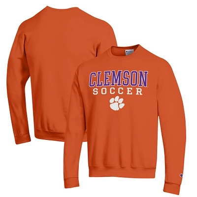 Men's Champion Orange Clemson Tigers Soccer Stack Logo Powerblend Pullover Sweatshirt