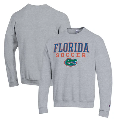 Men's Champion Gray Florida Gators Soccer Stack Logo Powerblend Pullover Sweatshirt