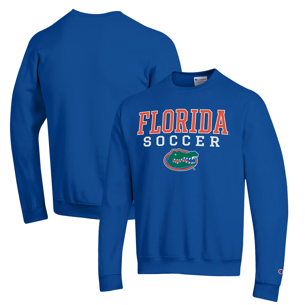 Men's Champion Royal Florida Gators Soccer Stack Logo Powerblend Pullover Sweatshirt