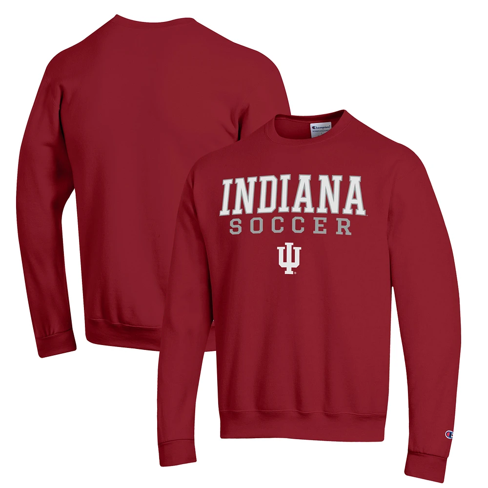 Men's Champion Crimson Indiana Hoosiers Soccer Stack Logo Powerblend Pullover Sweatshirt