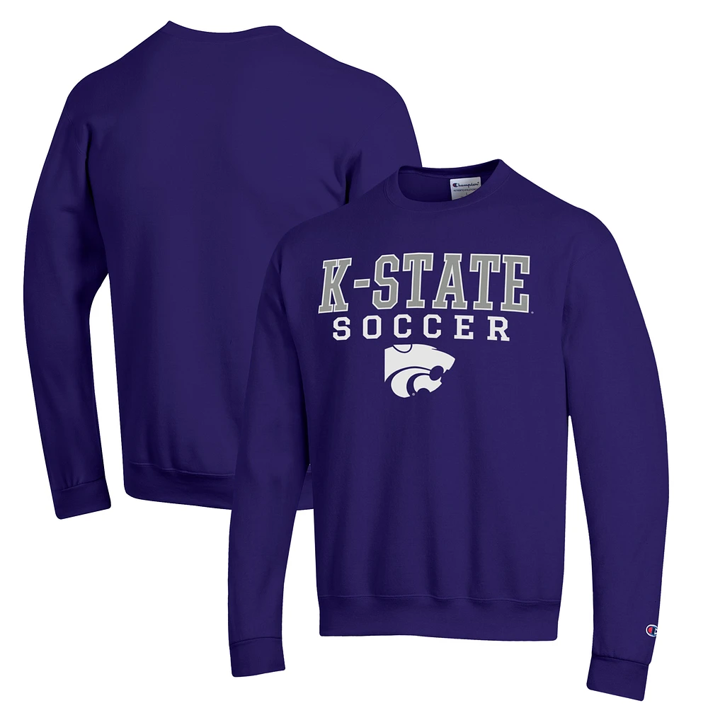 Men's Champion Purple Kansas State Wildcats Soccer Stack Logo Powerblend Pullover Sweatshirt