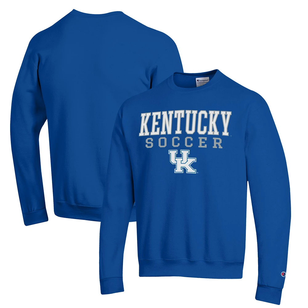 Men's Champion Royal Kentucky Wildcats Soccer Stack Logo Powerblend Pullover Sweatshirt
