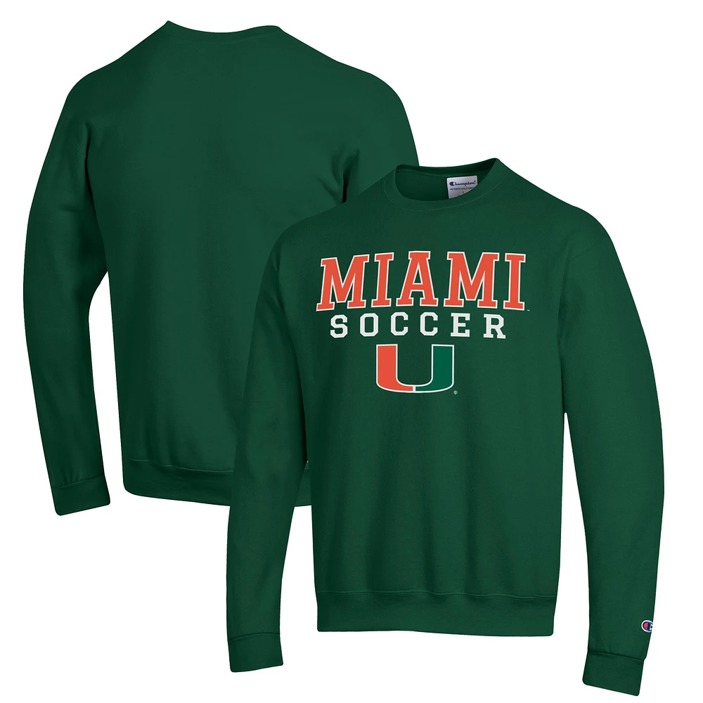 Men's Champion Miami Hurricanes Soccer Stack Logo Powerblend Pullover Sweatshirt