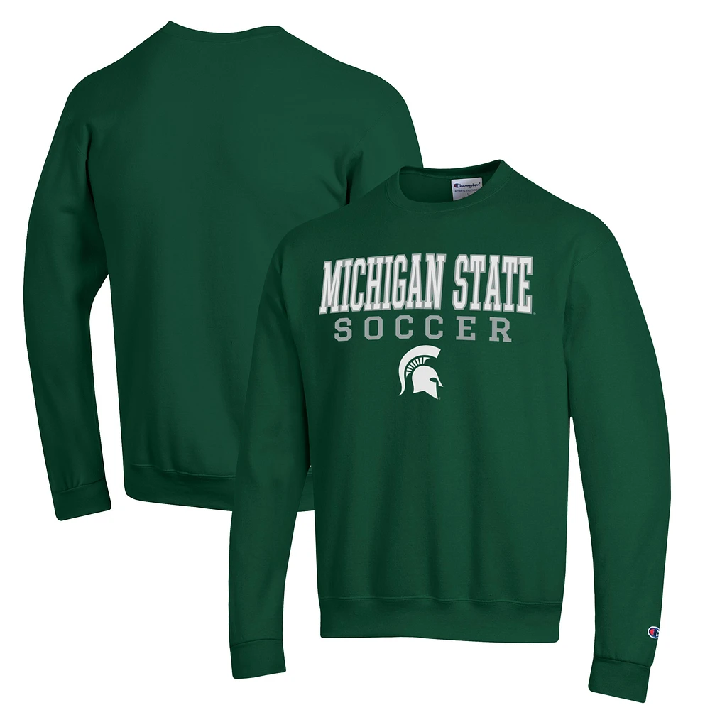 Men's Champion Michigan State Spartans Soccer Stack Logo Powerblend Pullover Sweatshirt
