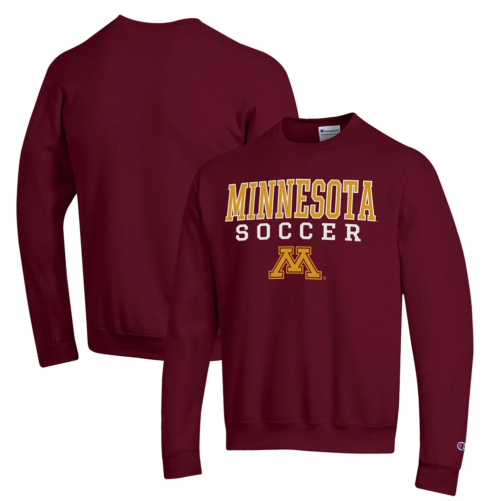 Men's Champion Maroon Minnesota Golden Gophers Soccer Stack Logo Powerblend Pullover Sweatshirt