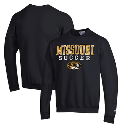 Men's Champion Missouri Tigers Soccer Stack Logo Powerblend Pullover Sweatshirt