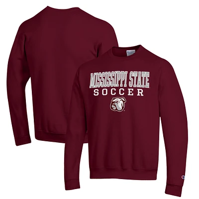 Men's Champion Maroon Mississippi State Bulldogs Soccer Stack Logo Powerblend Pullover Sweatshirt