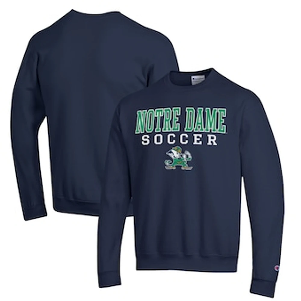 Men's Champion Navy Notre Dame Fighting Irish Soccer Stack Logo Powerblend Pullover Sweatshirt