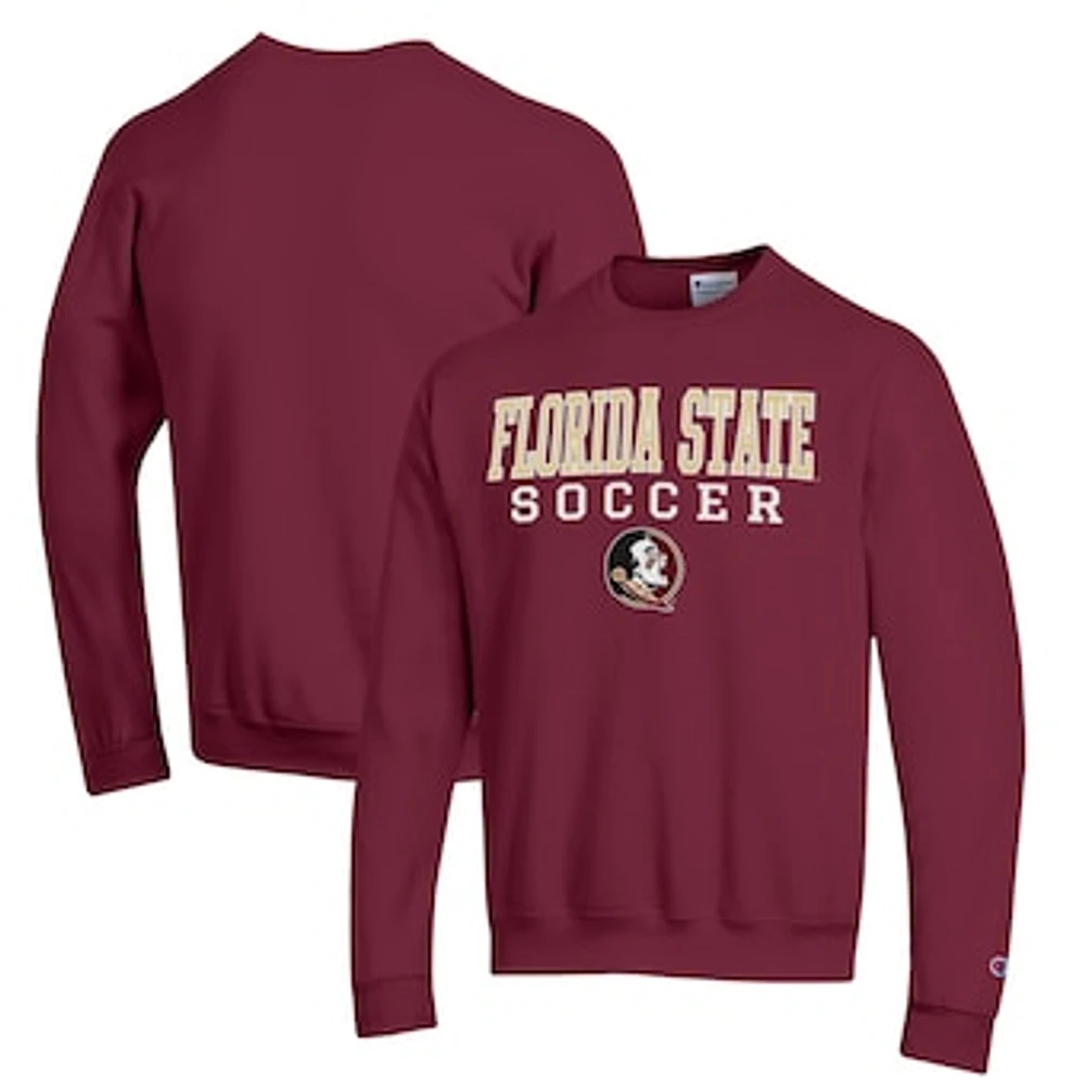 Men's Champion Garnet Florida State Seminoles Soccer Stack Logo Powerblend Pullover Sweatshirt