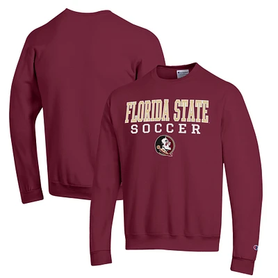 Men's Champion Garnet Florida State Seminoles Soccer Stack Logo Powerblend Pullover Sweatshirt