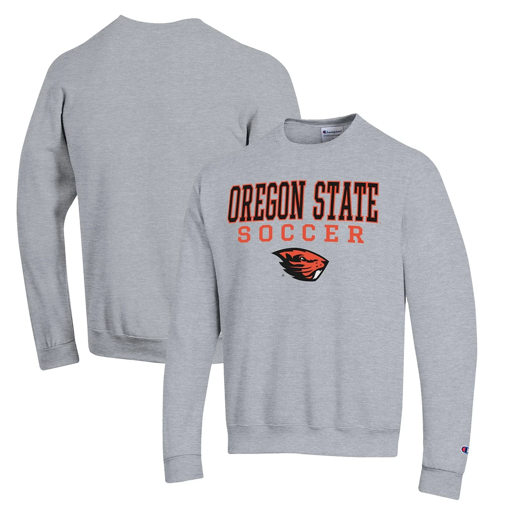 Men's Champion Gray Oregon State Beavers Soccer Stack Logo Powerblend Pullover Sweatshirt