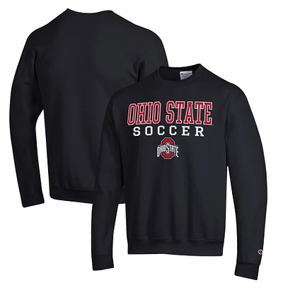 Men's Champion Black Ohio State Buckeyes Soccer Stack Logo Powerblend Pullover Sweatshirt