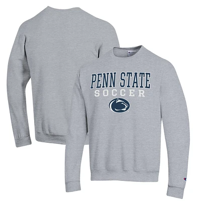 Men's Champion Gray Penn State Nittany Lions Soccer Stack Logo Powerblend Pullover Sweatshirt