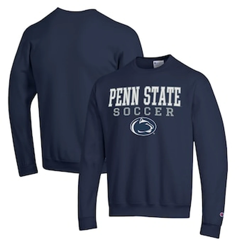 Men's Champion Navy Penn State Nittany Lions Soccer Stack Logo Powerblend Pullover Sweatshirt