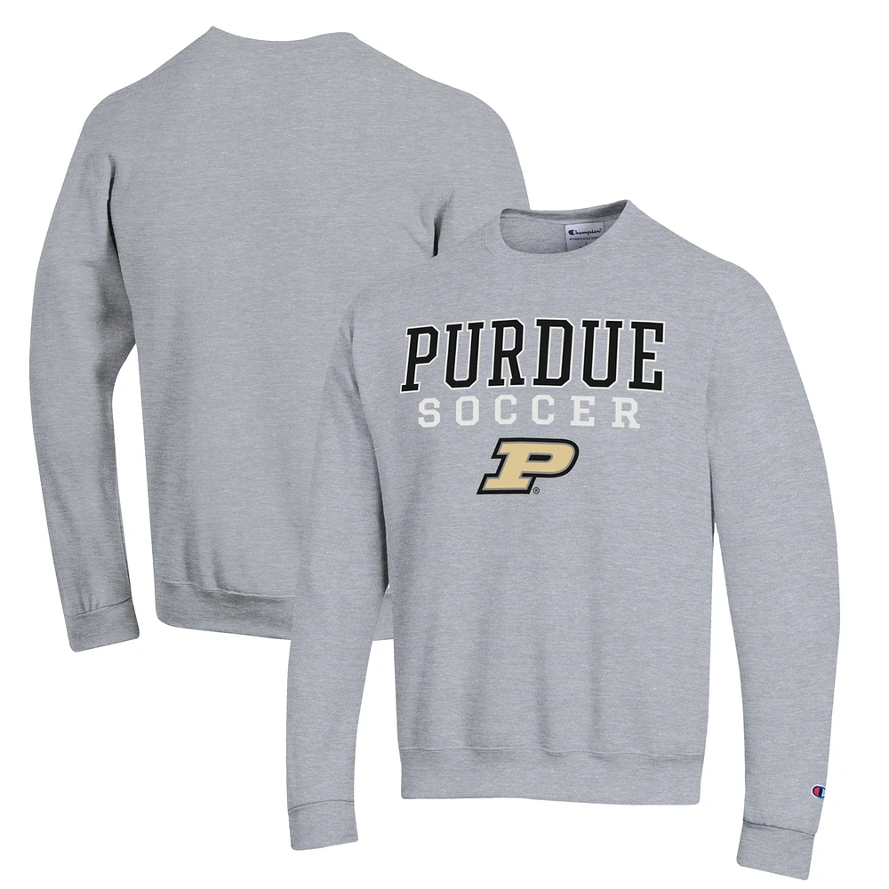 Men's Champion Gray Purdue Boilermakers Soccer Stack Logo Powerblend Pullover Sweatshirt