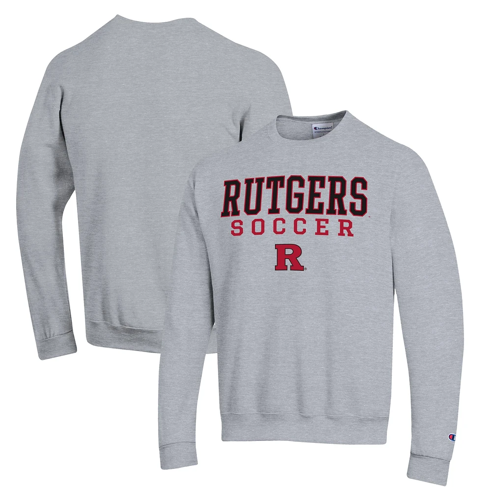 Men's Champion Rutgers Scarlet Knights Soccer Stack Logo Powerblend Pullover Sweatshirt