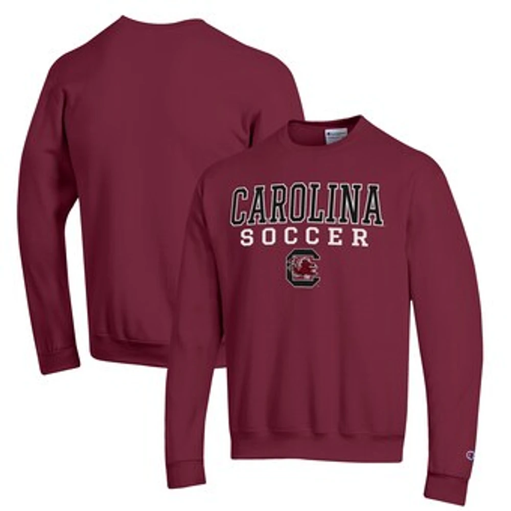 Men's Champion Garnet South Carolina Gamecocks Soccer Stack Logo Powerblend Pullover Sweatshirt