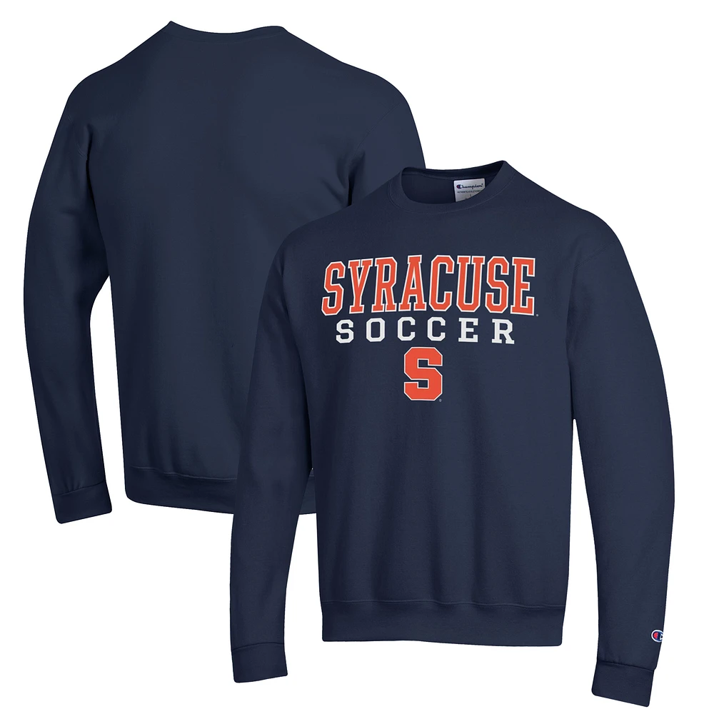 Men's Champion Navy Syracuse Orange Soccer Stack Logo Powerblend Pullover Sweatshirt
