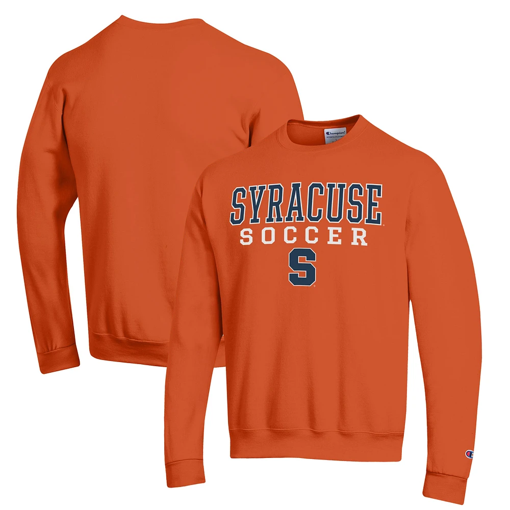 Men's Champion Orange Syracuse Soccer Stack Logo Powerblend Pullover Sweatshirt