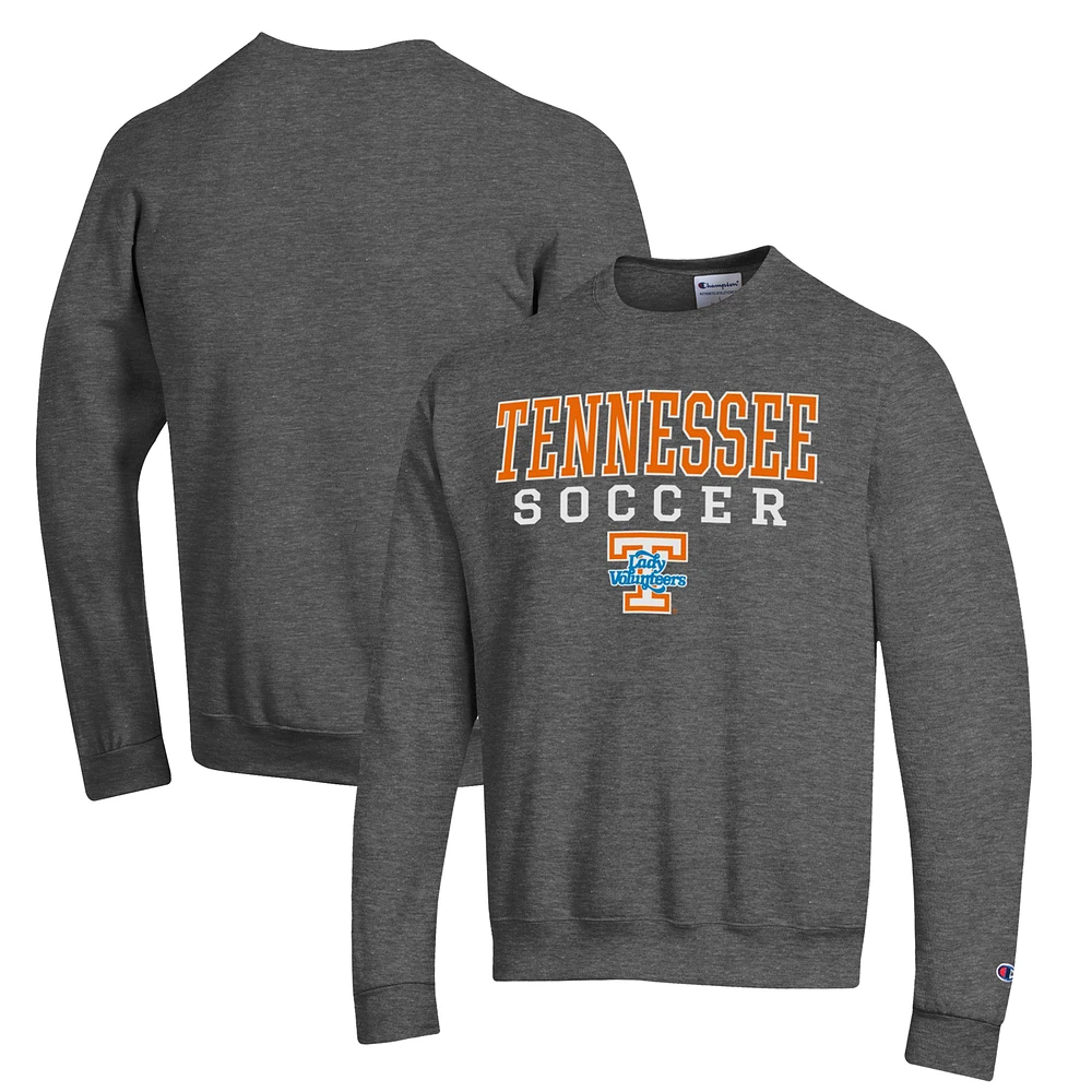 Men's Champion Charcoal Tennessee Volunteers Soccer Stack Logo Powerblend Pullover Sweatshirt