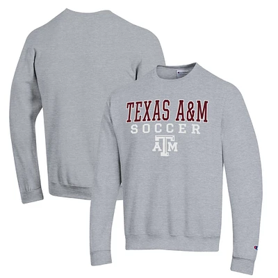 Men's Champion Gray Texas A&M Aggies Soccer Stack Logo Powerblend Pullover Sweatshirt